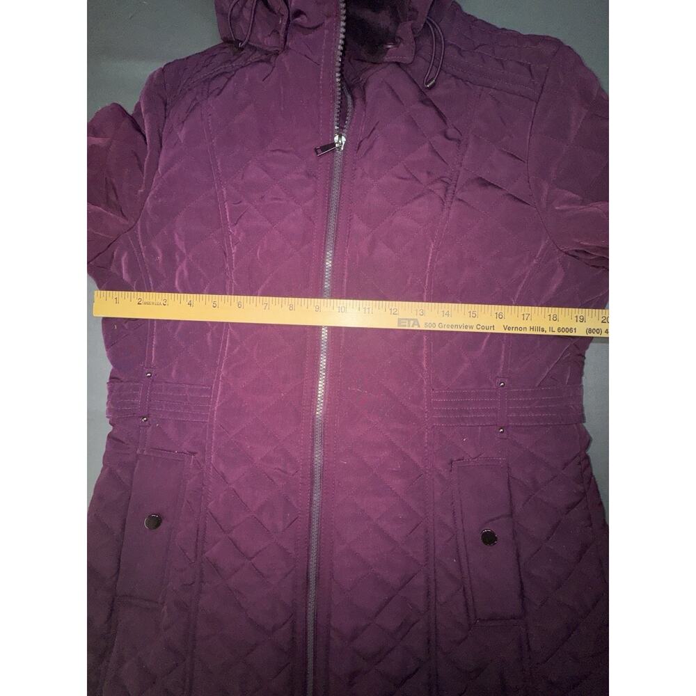 Liz Claiborne Women’s Purple Hooded Quilted Mid-Length Jacket Zip/Snap M - Picture 7 of 11